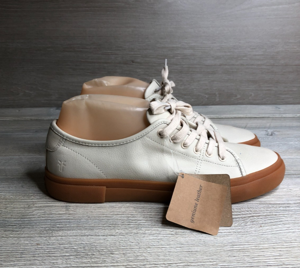 Frye Gia Low Lace Ivory Leather Lace Up Sneakers Shoes Women’s Size 8